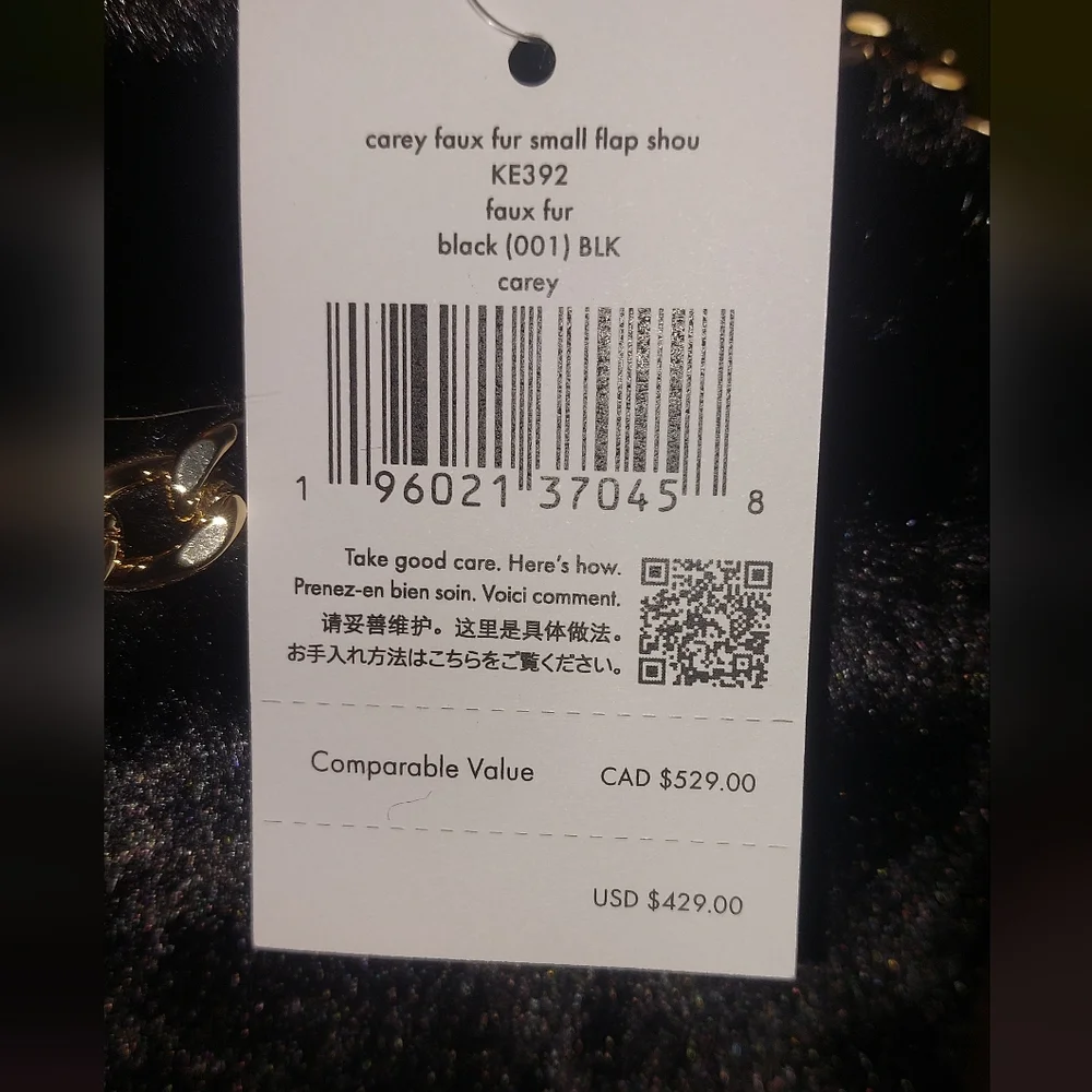 Kate Spade Carey Faux Fur Small Flap Shoulder Bag in Black
